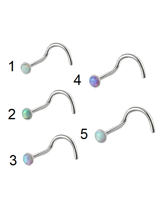 Nosies auskaras su sintetiniu opalu – L formos, įvairių spalvų